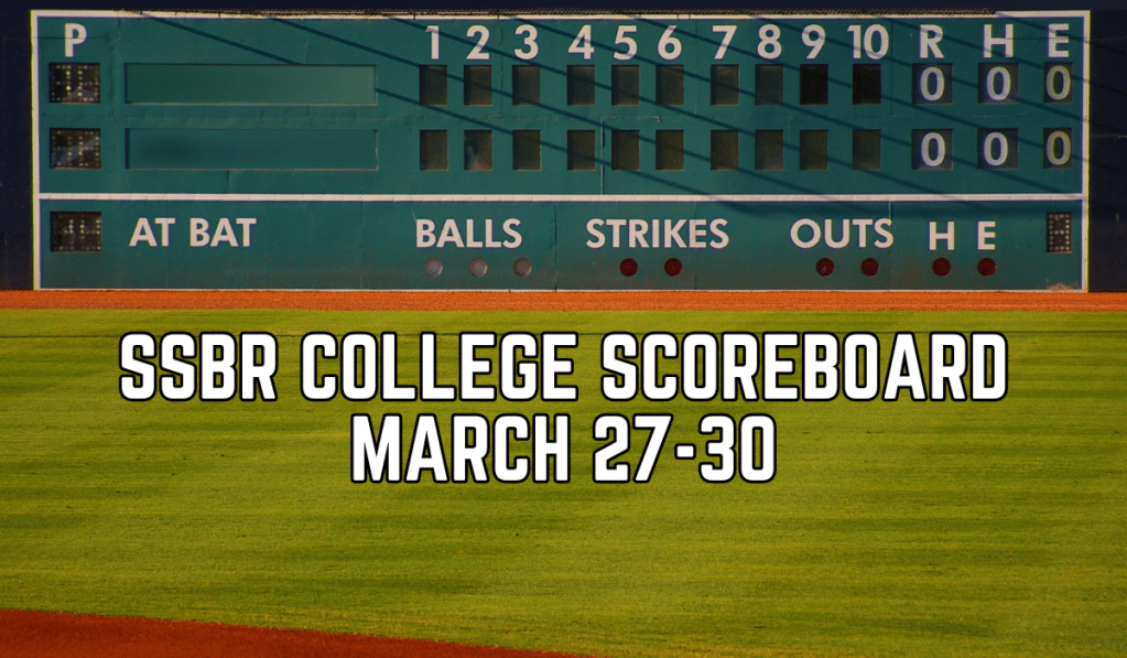 College Baseball Scoreboard, March&nbsp;27-30